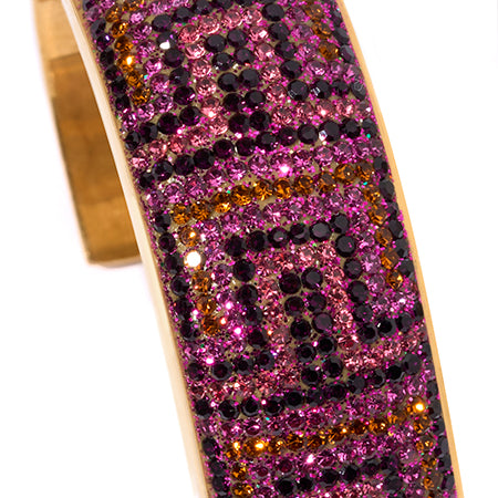 80DB Deco Anthem cuff in Pink and orange tones, featuring geometric Art Deco inspired pattern with bold symmetrical design